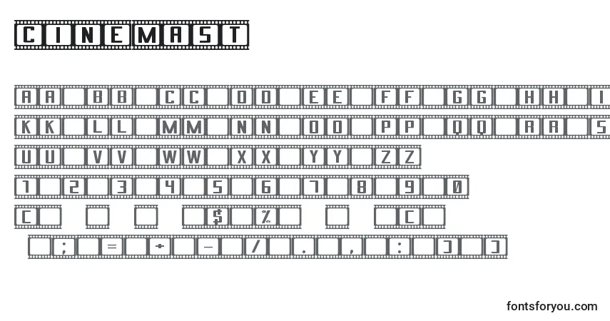 A fonte CinemaSt – alfabeto, números, caracteres especiais