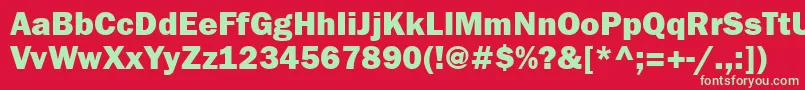Franklingothheavyttt-Schriftart – Grüne Schriften auf rotem Hintergrund