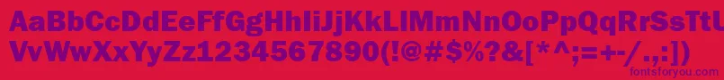 Franklingothheavyttt-Schriftart – Violette Schriften auf rotem Hintergrund