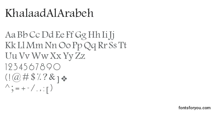 KhalaadAlArabeh-fontti – aakkoset, numerot, erikoismerkit