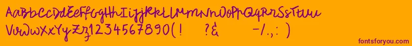 Roughnotessample Font – Purple Fonts on Orange Background