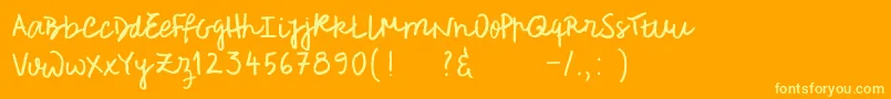 Roughnotessample Font – Yellow Fonts on Orange Background