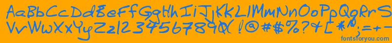 Lehn041 Font – Blue Fonts on Orange Background