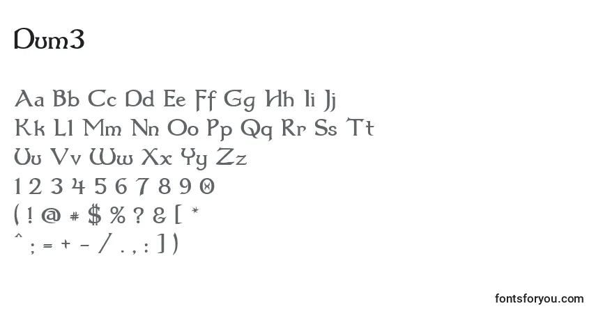 Fuente Dum3 - alfabeto, números, caracteres especiales