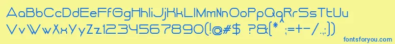 DancingJuiceNormal-Schriftart – Blaue Schriften auf gelbem Hintergrund