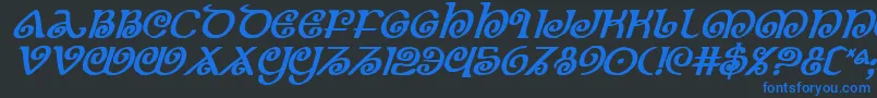TheShireBoldItalicフォントについての詳細 フォントTheShireBoldItalic – 黒い背景に青い文字