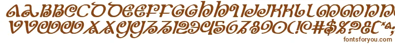 TheShireBoldItalic-Schriftart – Braune Schriften auf weißem Hintergrund