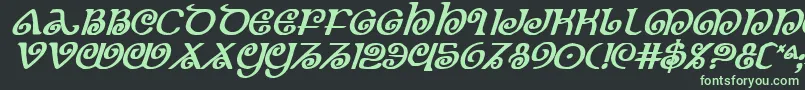 フォントTheShireBoldItalic – 黒い背景に緑の文字
