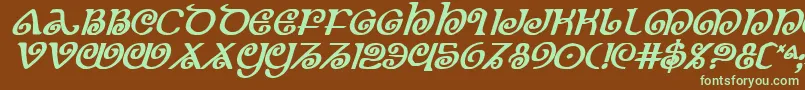 TheShireBoldItalic-Schriftart – Grüne Schriften auf braunem Hintergrund