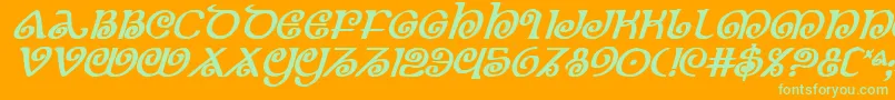 TheShireBoldItalic Font – Green Fonts on Orange Background