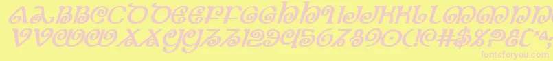 TheShireBoldItalic-Schriftart – Rosa Schriften auf gelbem Hintergrund