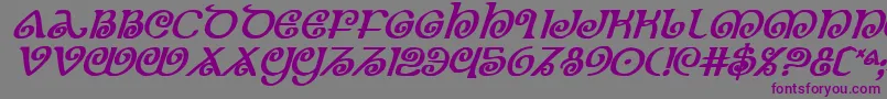 フォントTheShireBoldItalic – 紫色のフォント、灰色の背景