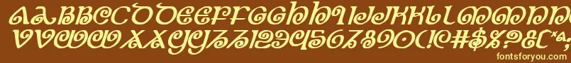 TheShireBoldItalic-fontti – keltaiset fontit ruskealla taustalla