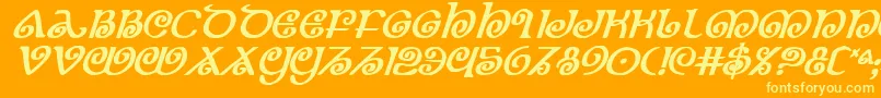 Подробнее о шрифте TheShireBoldItalic Шрифт TheShireBoldItalic – жёлтые шрифты на оранжевом фоне