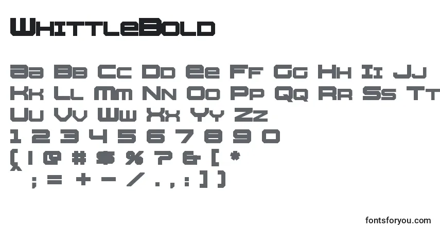 A fonte WhittleBold – alfabeto, números, caracteres especiais