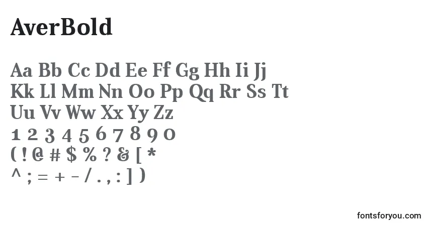Schriftart AverBold – Alphabet, Zahlen, spezielle Symbole