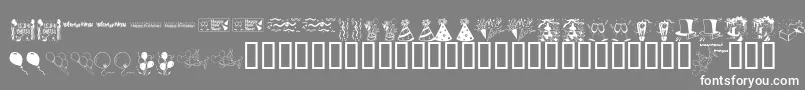 LcrPartyDings-Schriftart – Weiße Schriften auf grauem Hintergrund
