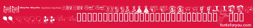 Czcionka LcrPartyDings – białe czcionki na czerwonym tle