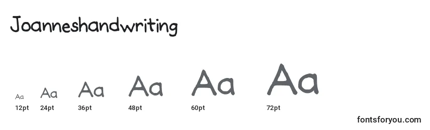 Размеры шрифта Joanneshandwriting
