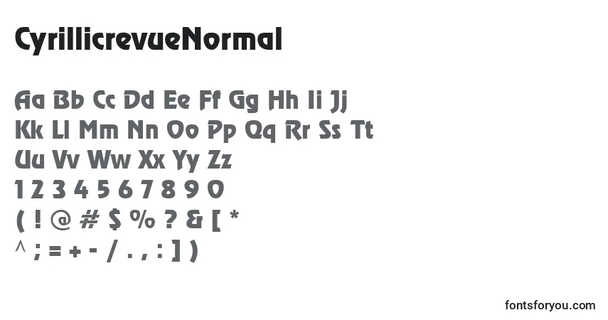 Czcionka CyrillicrevueNormal – alfabet, cyfry, specjalne znaki