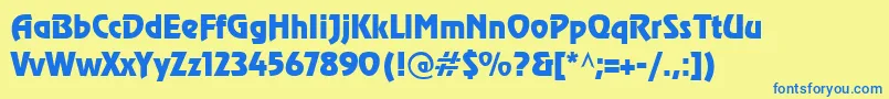 CyrillicrevueNormal Font – Blue Fonts on Yellow Background