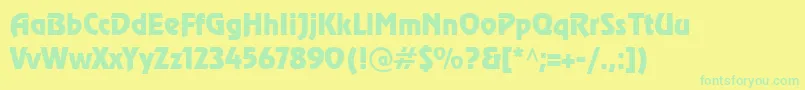 CyrillicrevueNormal-fontti – vihreät fontit keltaisella taustalla