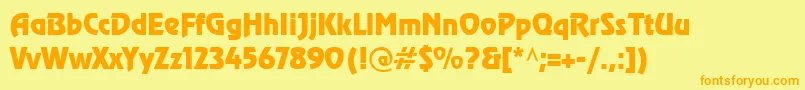 CyrillicrevueNormal Font – Orange Fonts on Yellow Background