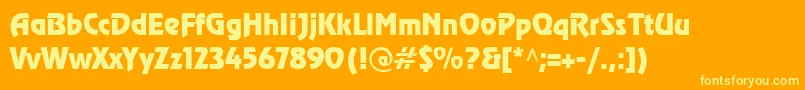CyrillicrevueNormal Font – Yellow Fonts on Orange Background