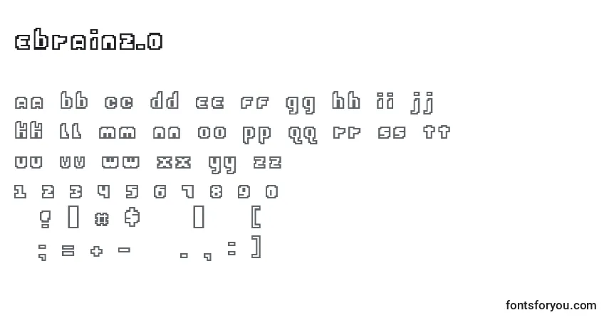 Czcionka Ebrain2.0 – alfabet, cyfry, specjalne znaki