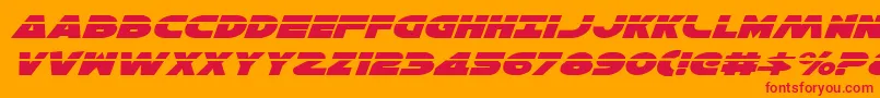 HanSoloExpLaserItalic-Schriftart – Rote Schriften auf orangefarbenem Hintergrund