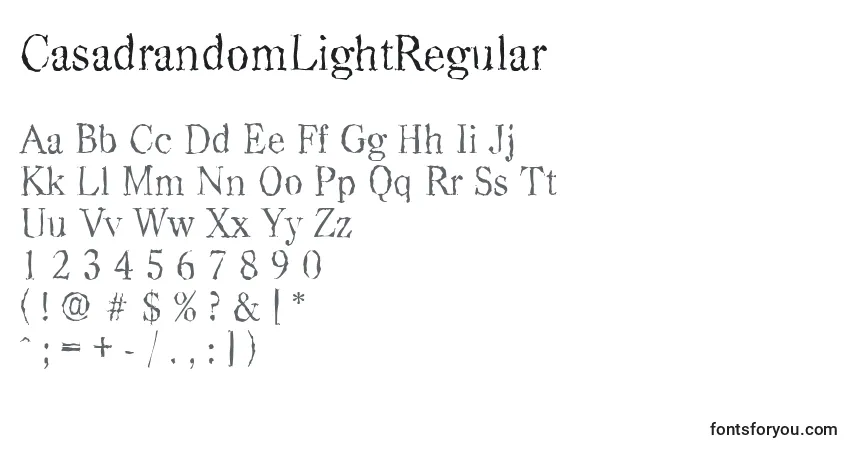 Шрифт CasadrandomLightRegular – алфавит, цифры, специальные символы