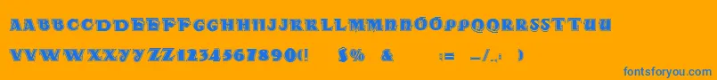 DsRadaDouble-Schriftart – Blaue Schriften auf orangefarbenem Hintergrund