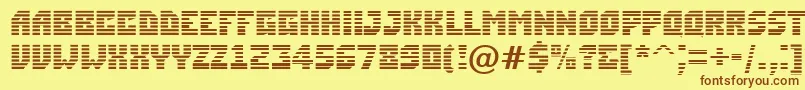 フォントASimplermrn – 茶色の文字が黄色の背景にあります。