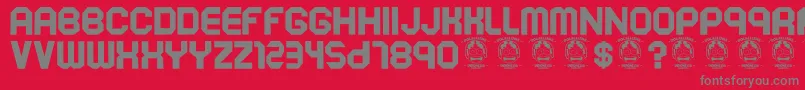 フォントSoekarnohatta – 赤い背景に灰色の文字