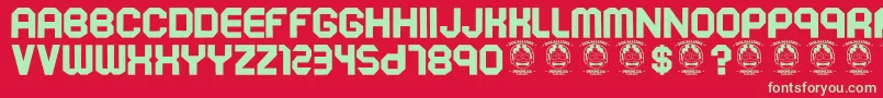 Шрифт Soekarnohatta – зелёные шрифты на красном фоне
