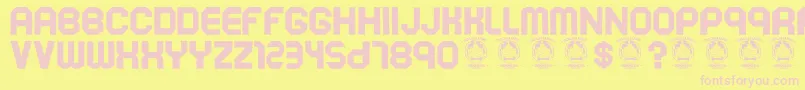 Soekarnohatta Font – Pink Fonts on Yellow Background