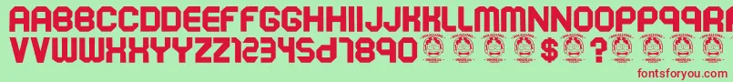 Soekarnohatta Font – Red Fonts on Green Background