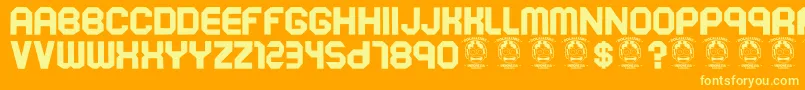 Soekarnohatta Font – Yellow Fonts on Orange Background