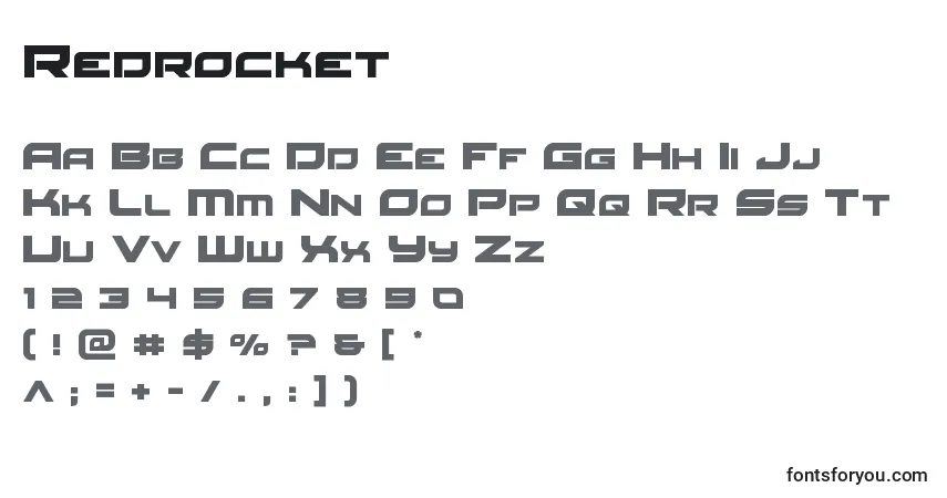 A fonte Redrocket – alfabeto, números, caracteres especiais