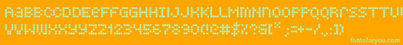 Quarky-Schriftart – Grüne Schriften auf orangefarbenem Hintergrund