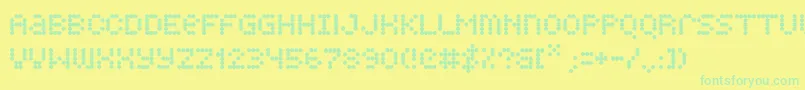 フォントQuarky – 黄色い背景に緑の文字