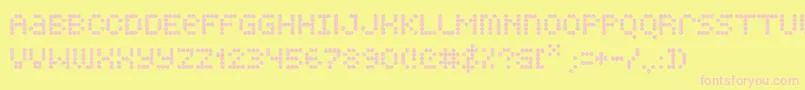 Quarky-Schriftart – Rosa Schriften auf gelbem Hintergrund