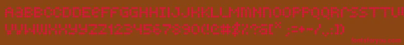 フォントQuarky – 赤い文字が茶色の背景にあります。