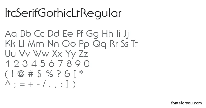 Шрифт ItcSerifGothicLtRegular – алфавит, цифры, специальные символы