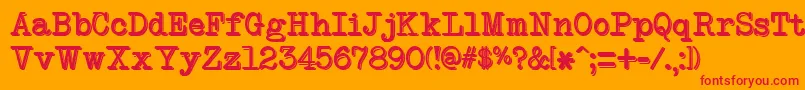 NeobulletinTwo-Schriftart – Rote Schriften auf orangefarbenem Hintergrund