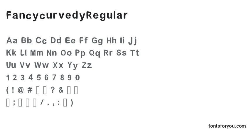 Czcionka FancycurvedyRegular – alfabet, cyfry, specjalne znaki