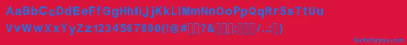 FancycurvedyRegular-Schriftart – Blaue Schriften auf rotem Hintergrund