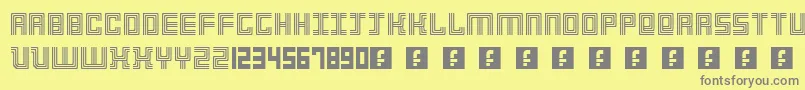 フォント3Strokes – 黄色の背景に灰色の文字