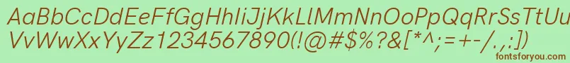 HkgroteskLegacyitalic Font – Brown Fonts on Green Background