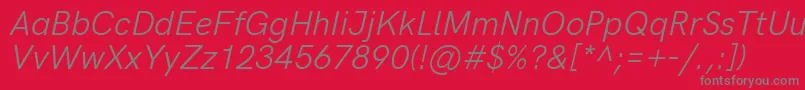 フォントHkgroteskLegacyitalic – 赤い背景に灰色の文字